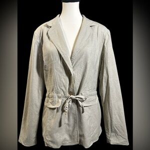 George Women's Beige Linen Blazer with a Front Tie **two tiny spots, see pics
